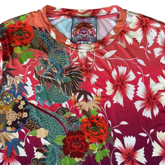 Johnny Was Adalena Kimono Sleeve Tee Women Size M Asian Dragon Floral Print $130 - Picture 9 of 16